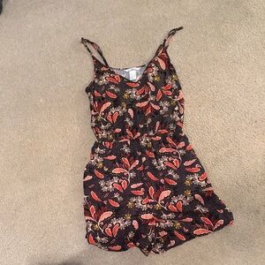 EUC adjustable straps Floral Print Sleeveless Romper size 4 w/pockets